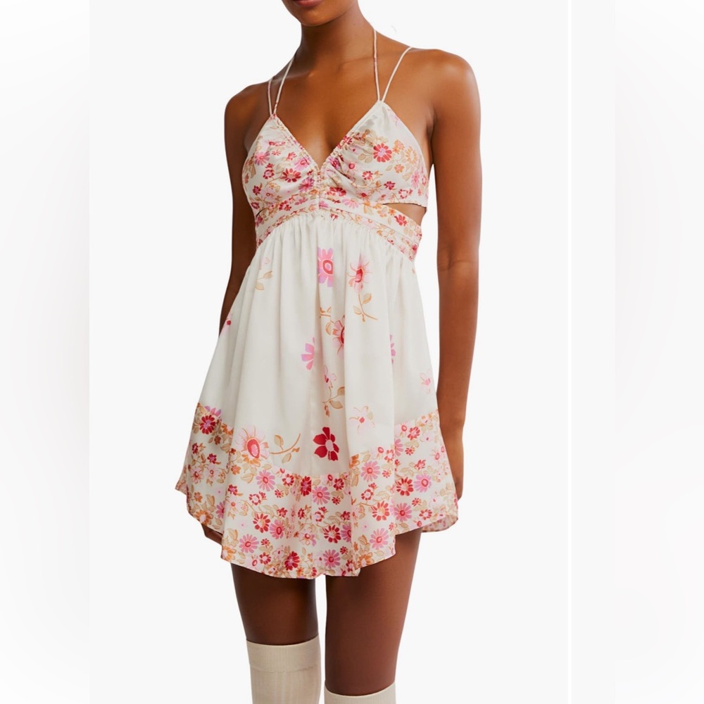 FREE PEOPLE OASIS SLEEVELESS FLORAL PRINT MINI DRESS MEDIUM